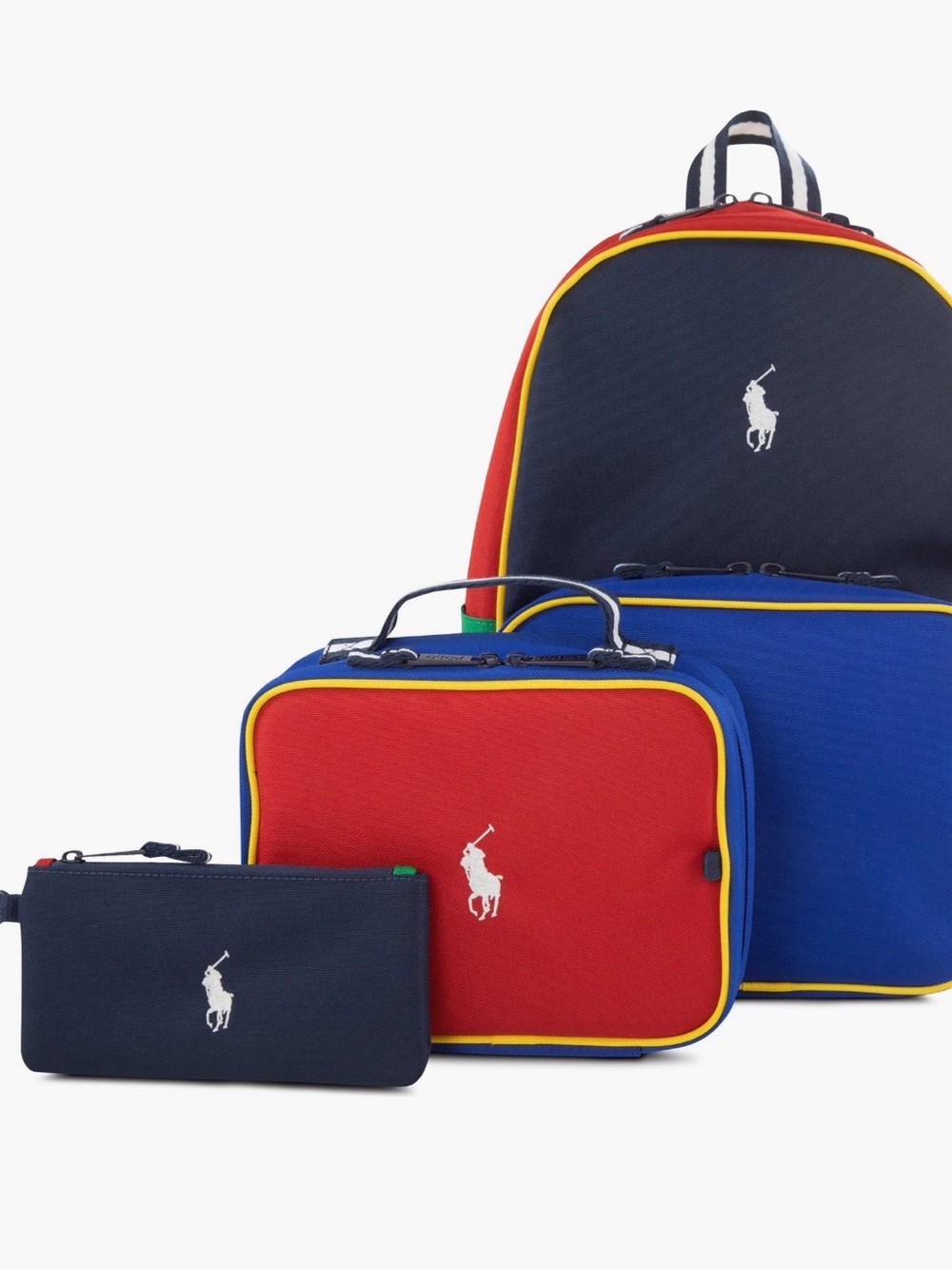 New Authentic 3pcs Polo Ralph Lauren Big Boys Backpack Lunch Box & Pencil
Case